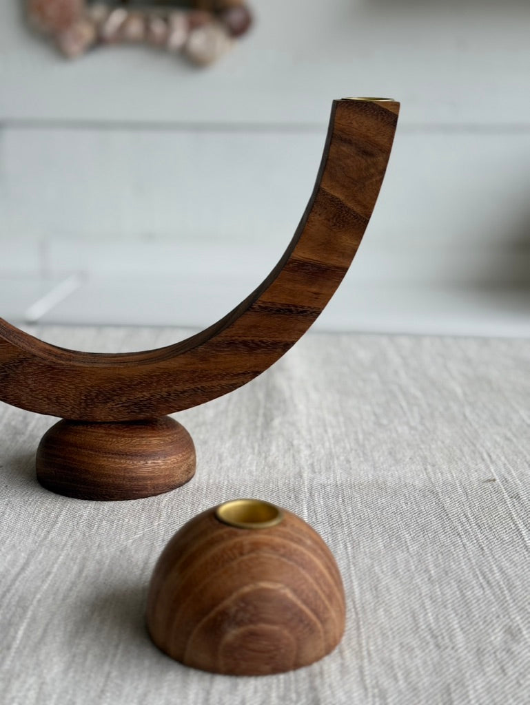 Walnut Half Moon Candelabra