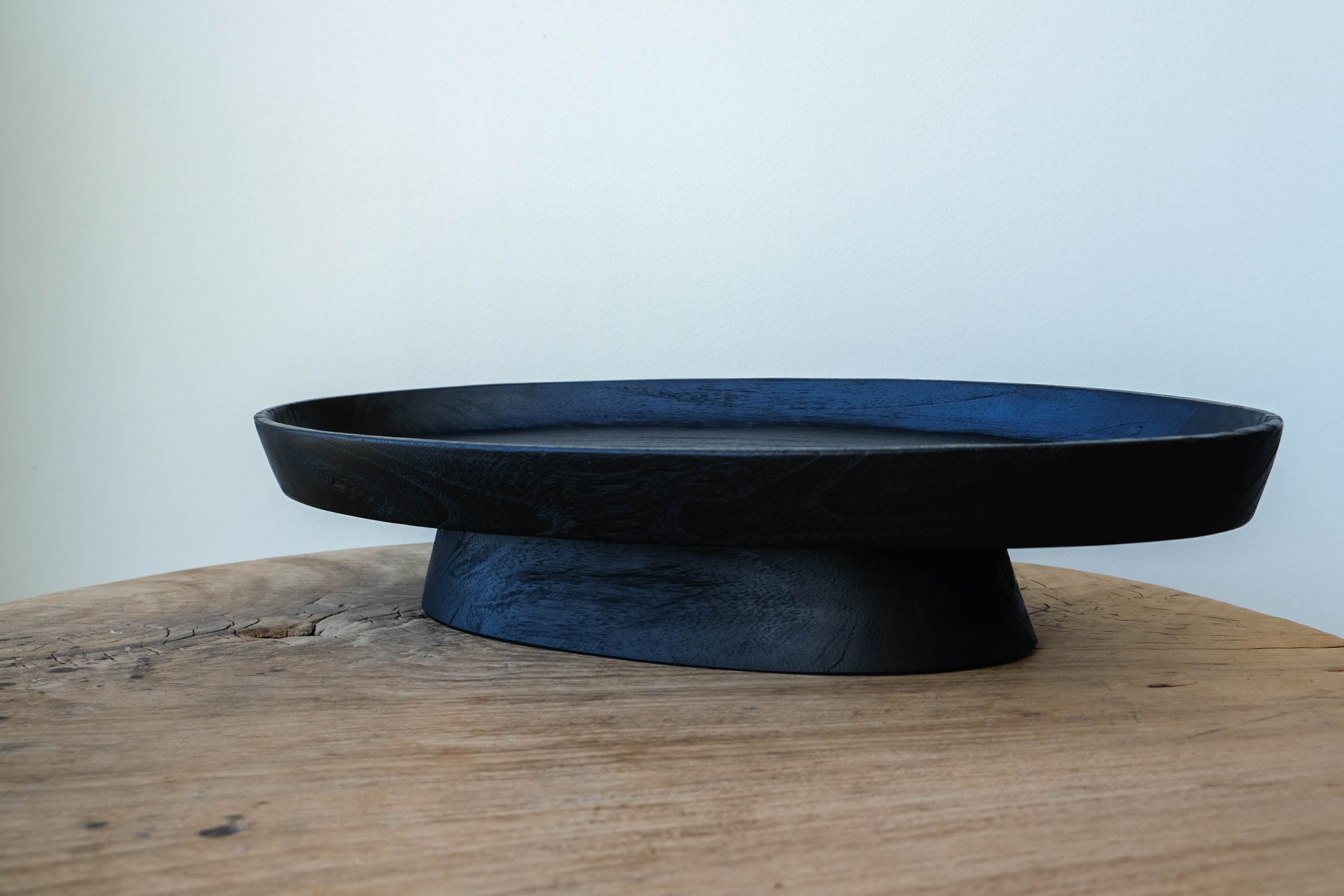 Black wood oval tray