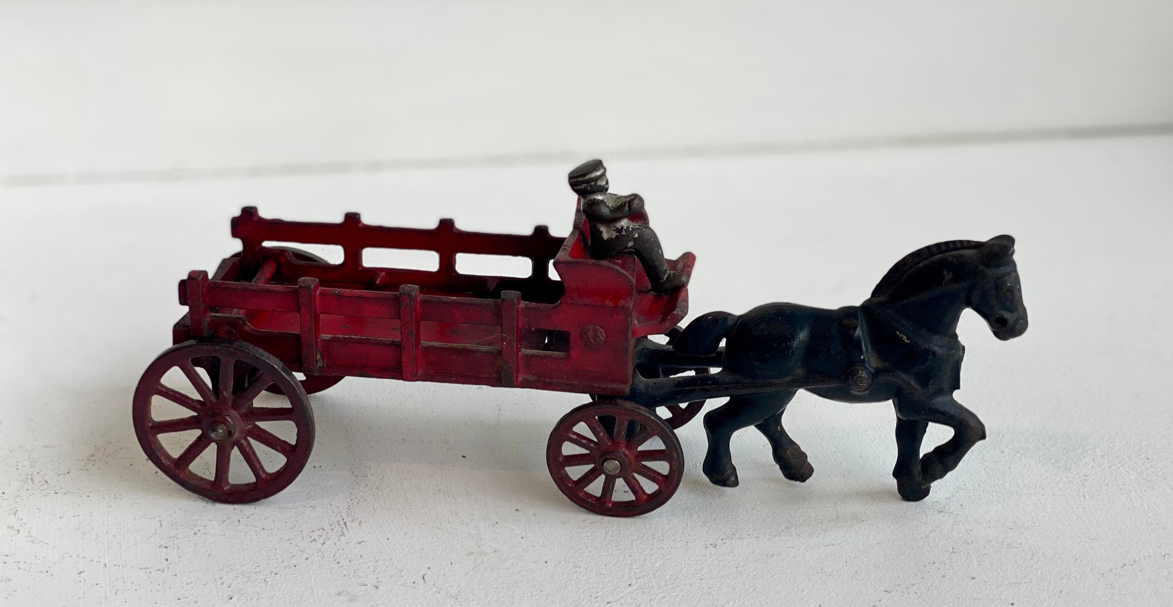Red Wagon With Black Horse l #13