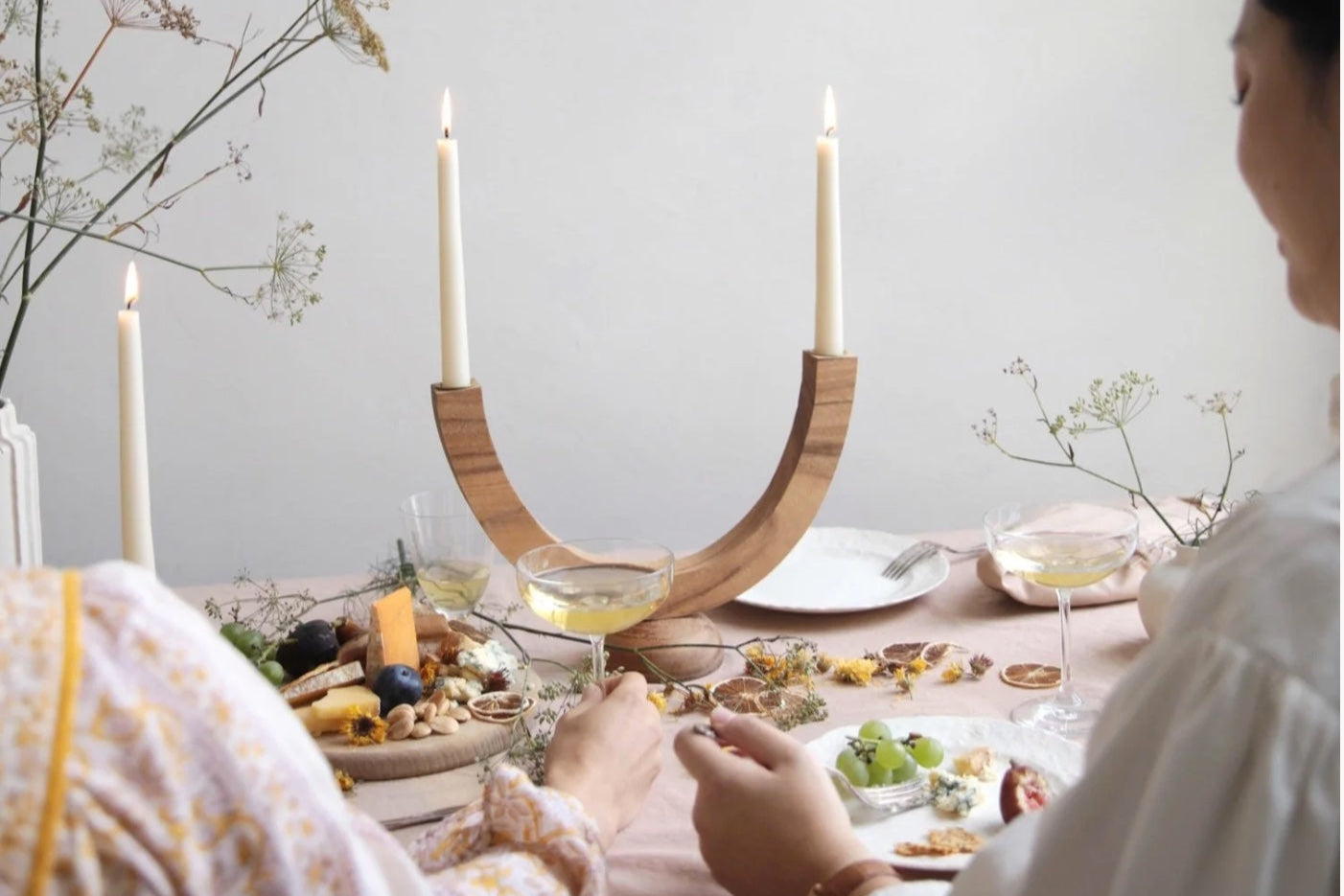 Walnut Half Moon Candelabra