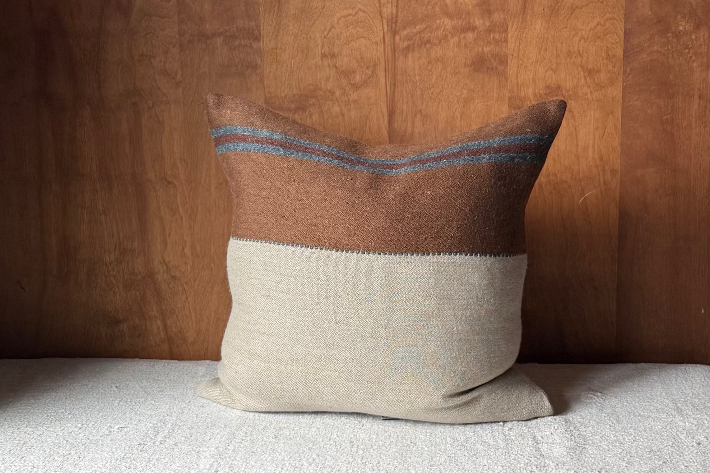 Libeco Linen & Wool Pillow | Highland Stripe 'Leather'