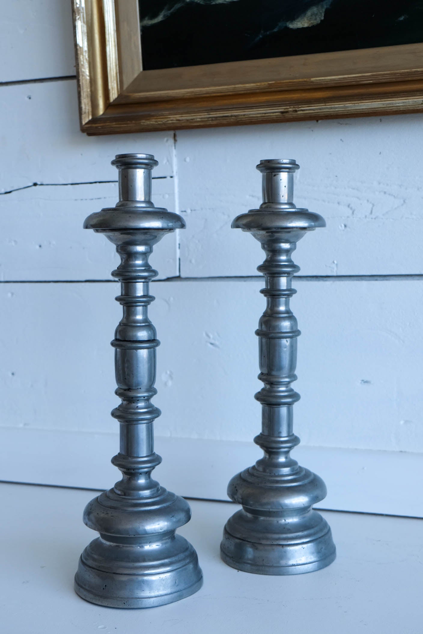Antique Mallorcan Candle Holders - Pewter