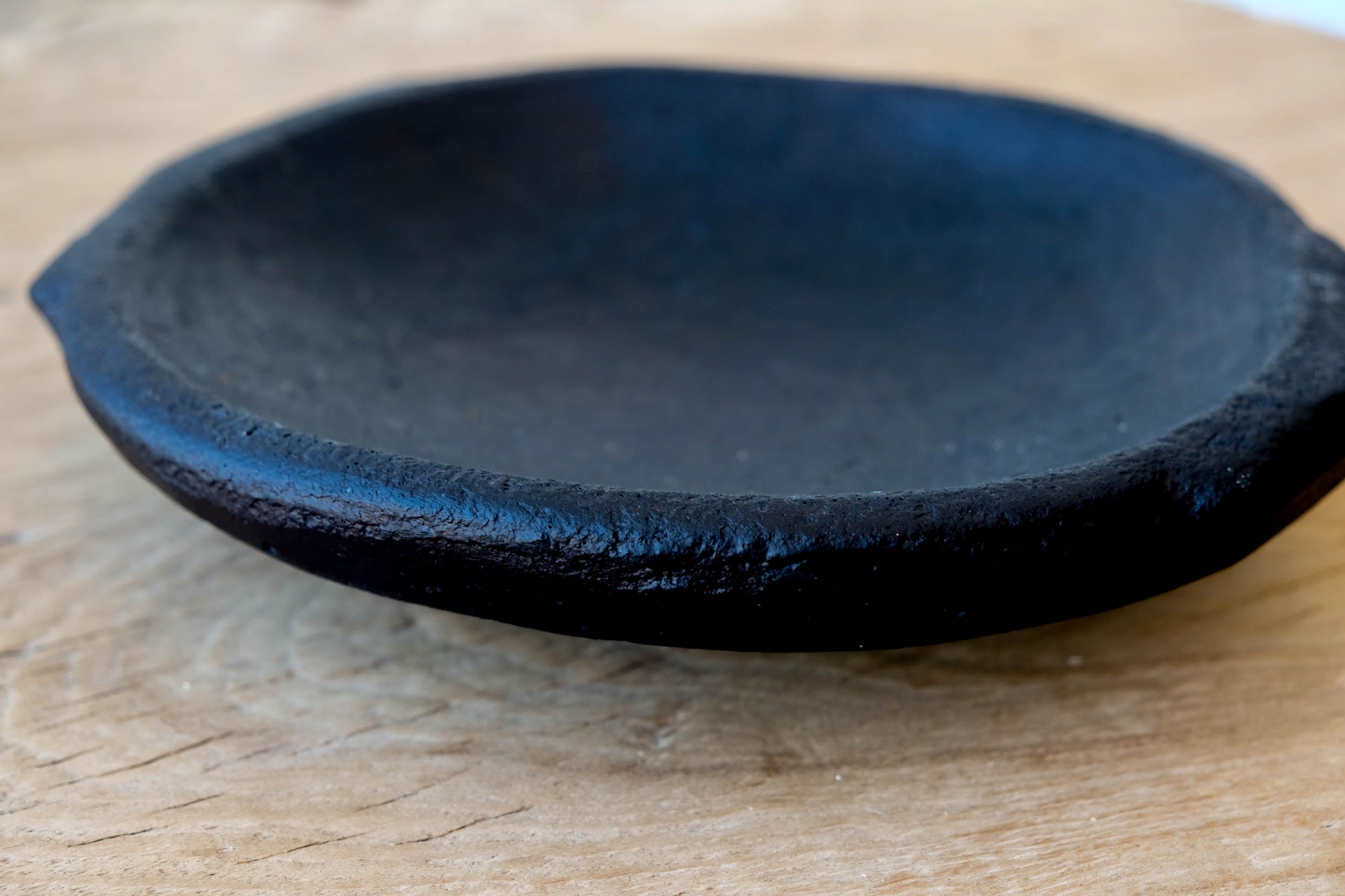 Black Stone Shallow Bowl Closeup