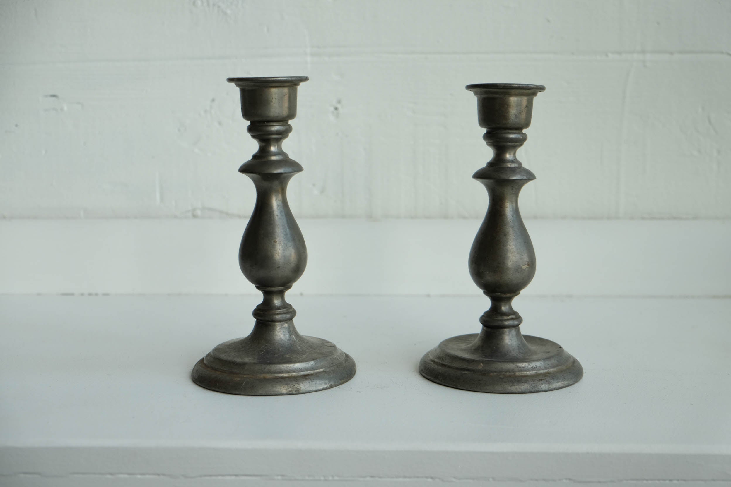 Nantucket Pewter Candle Holders - Pair