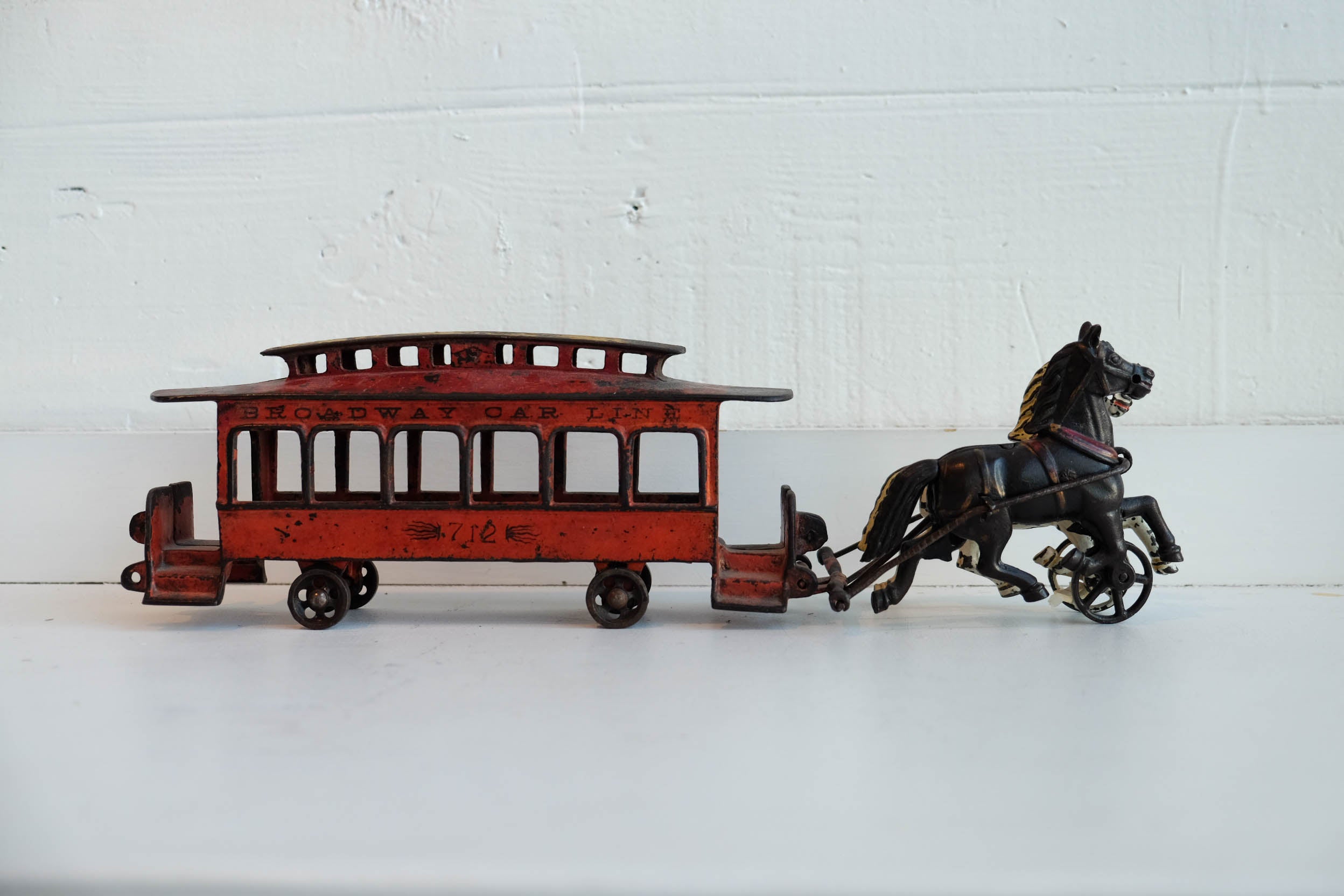 Red Broadway Car Line With Two Horses l #100