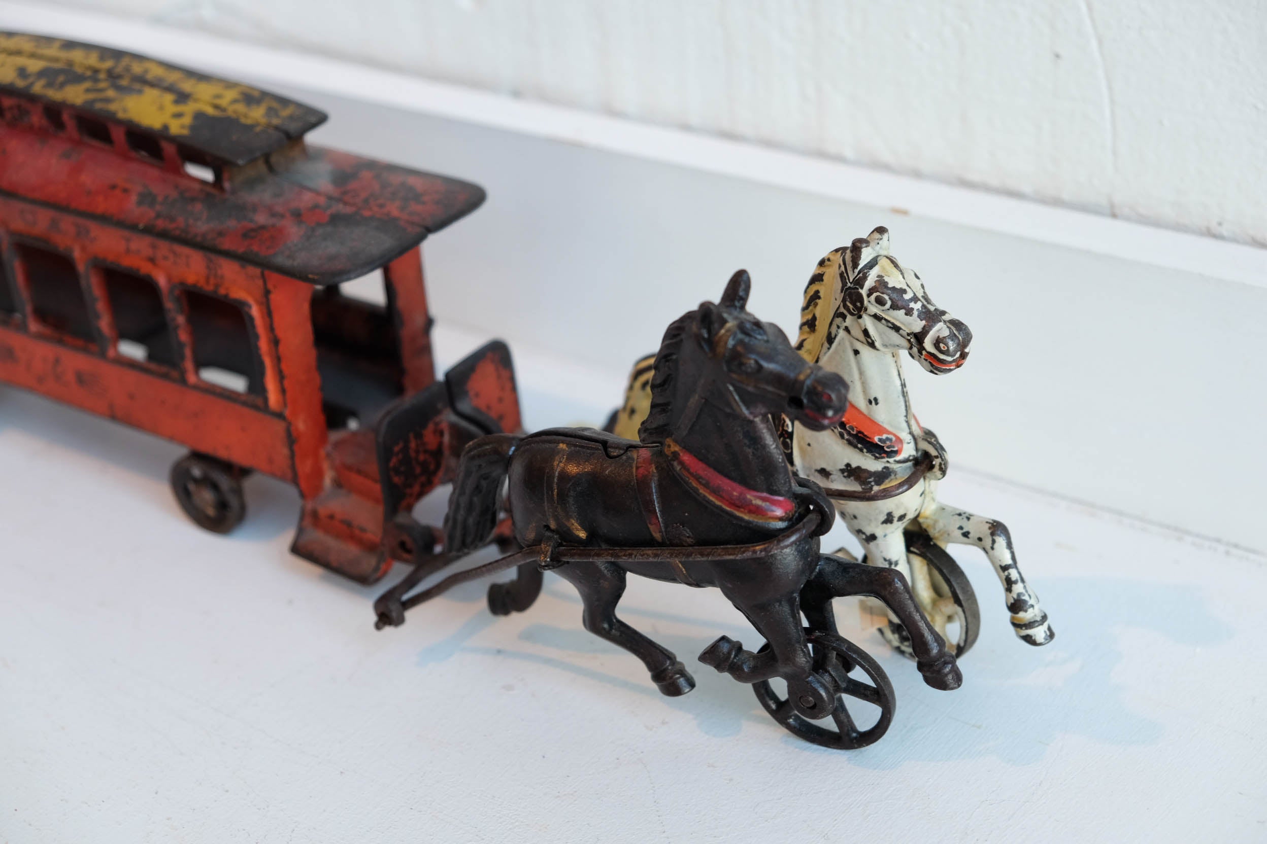 Red Broadway Car Line With Two Horses l #100