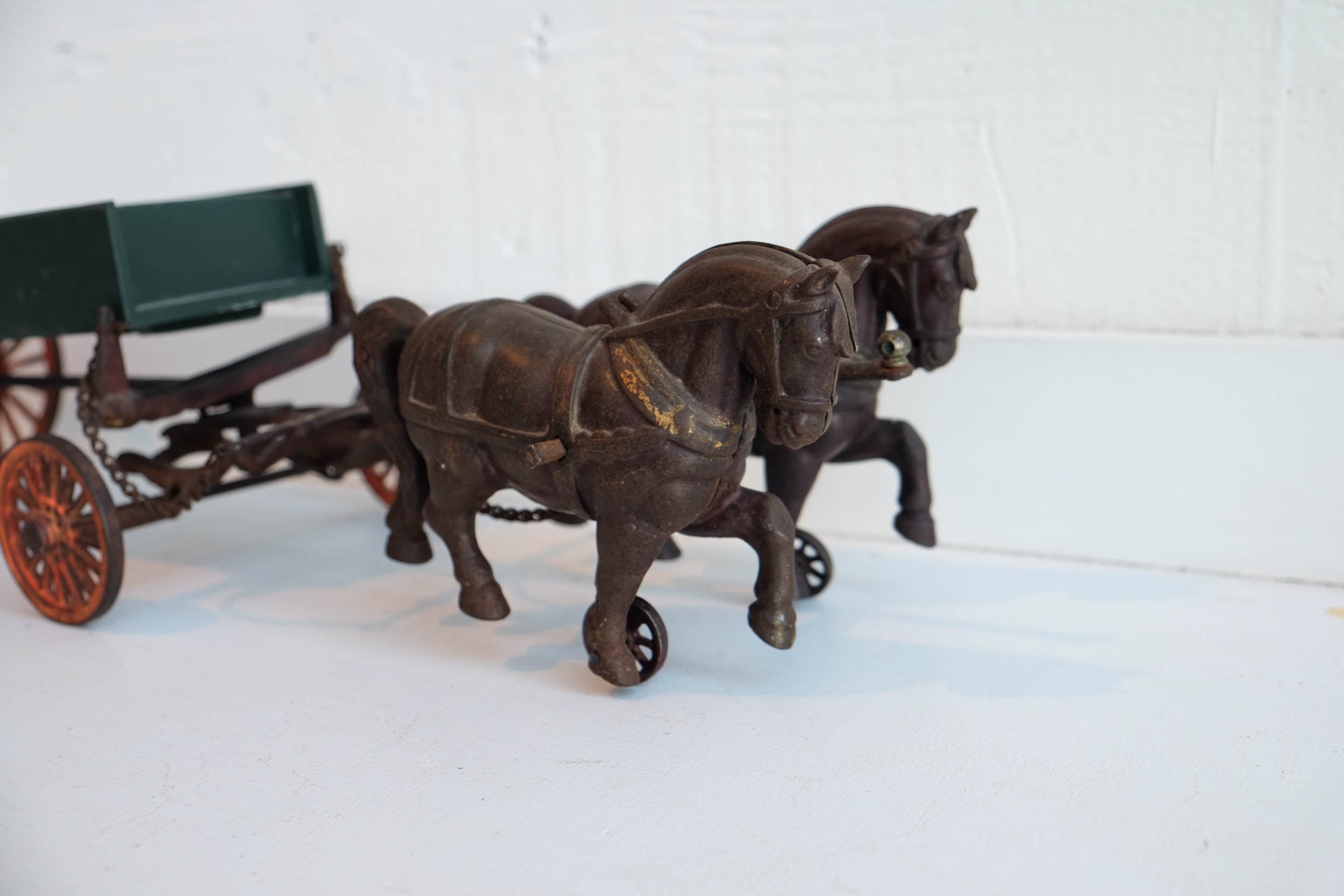 Green Cart With Two Brown Horses l #116