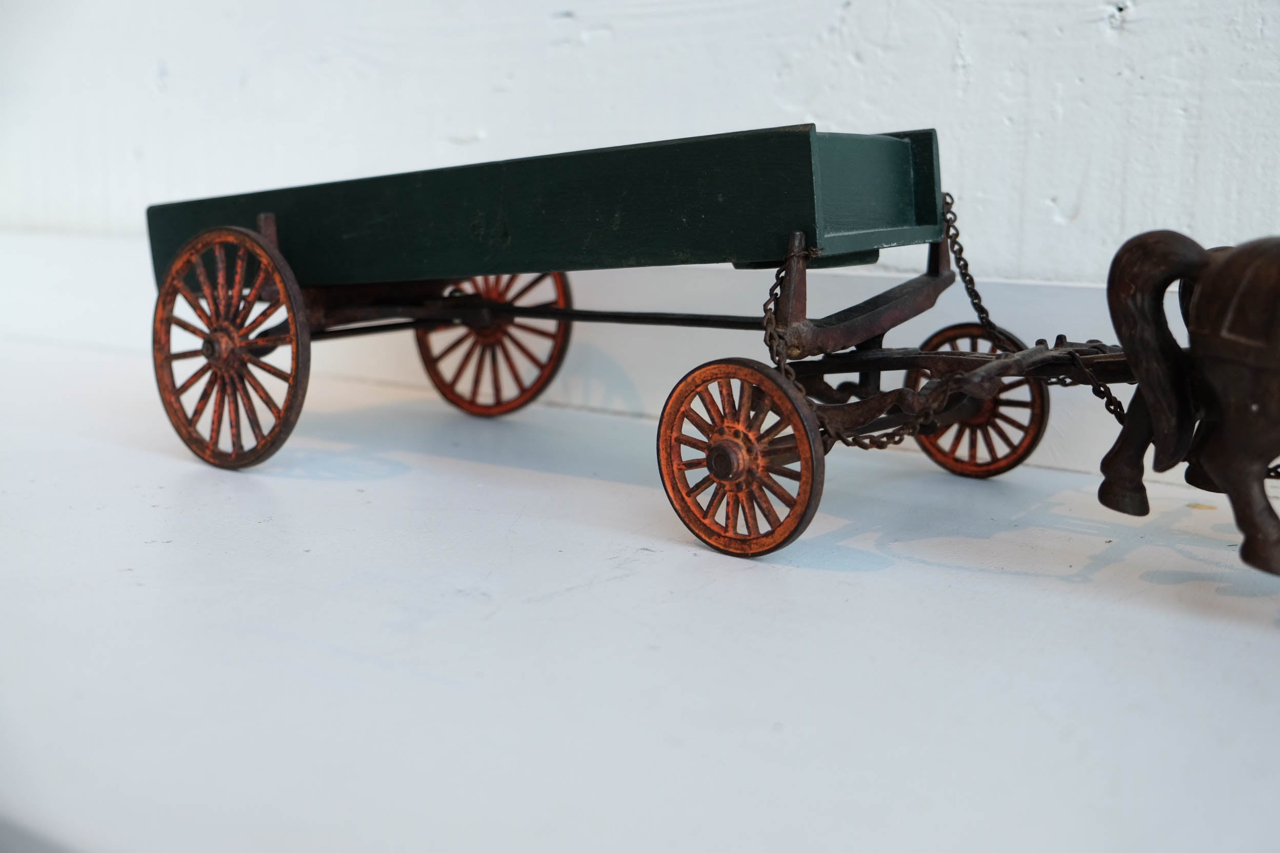 Green Cart With Two Brown Horses l #116
