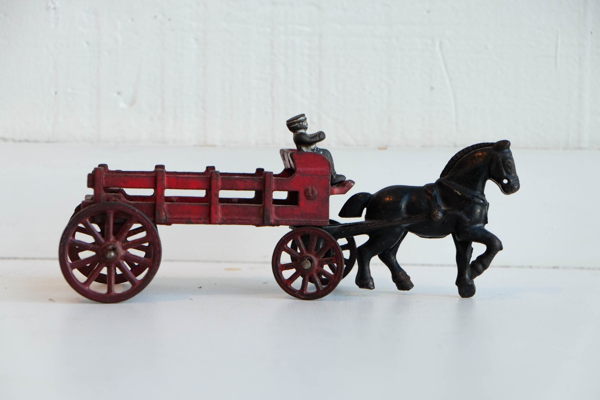 Red Wagon With Black Horse l #13