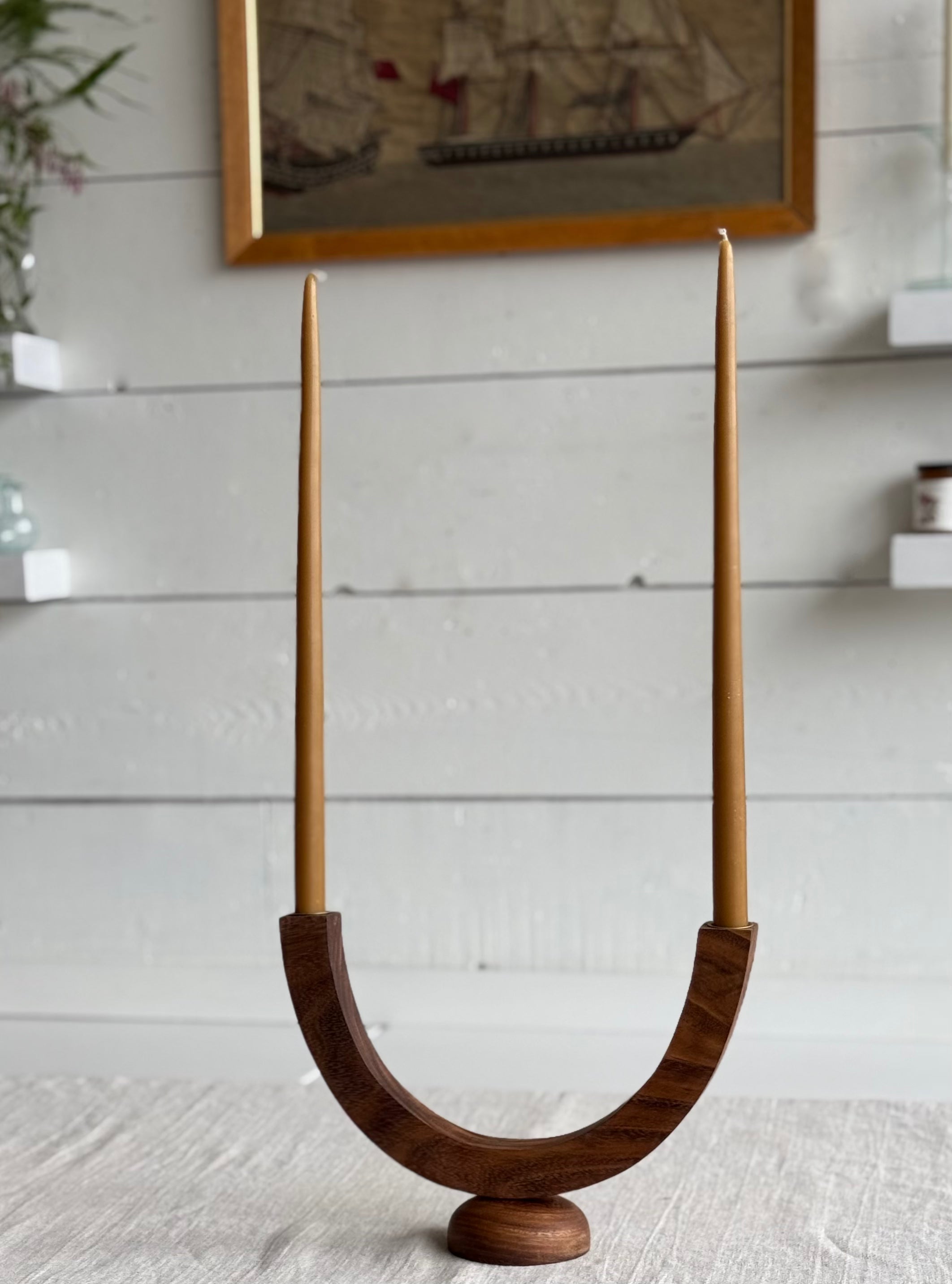 Walnut Half Moon Candelabra