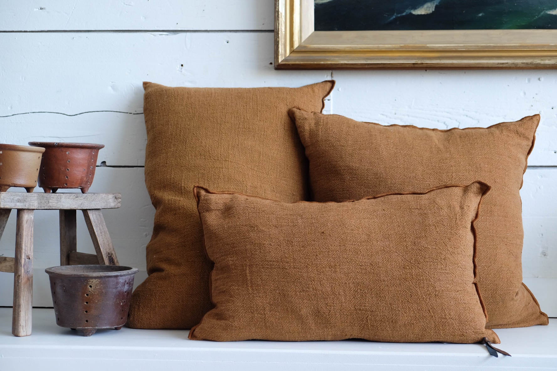 Maison de Vacances | Washed Linen Crépon Pillow in Havane Group