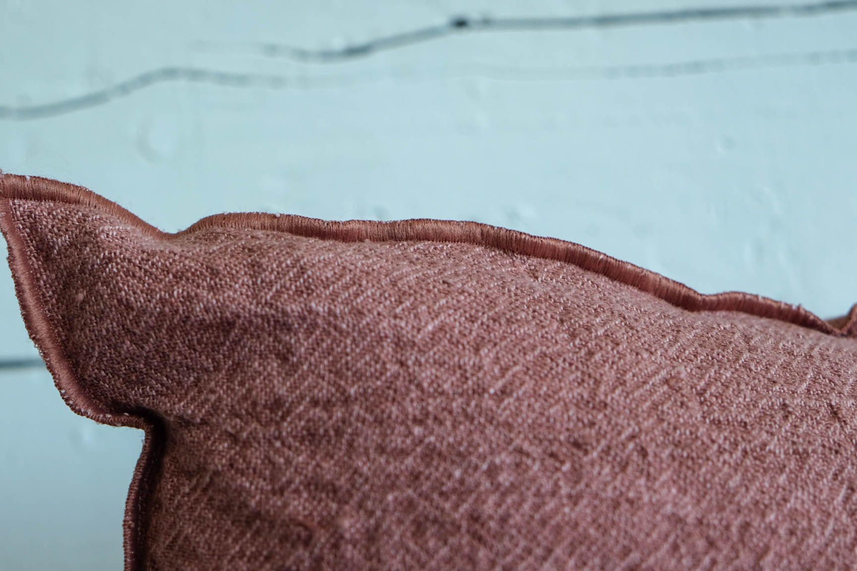 Maison de Vacances | Washed Linen Crepon Pillow in Bois de Rose Closeup