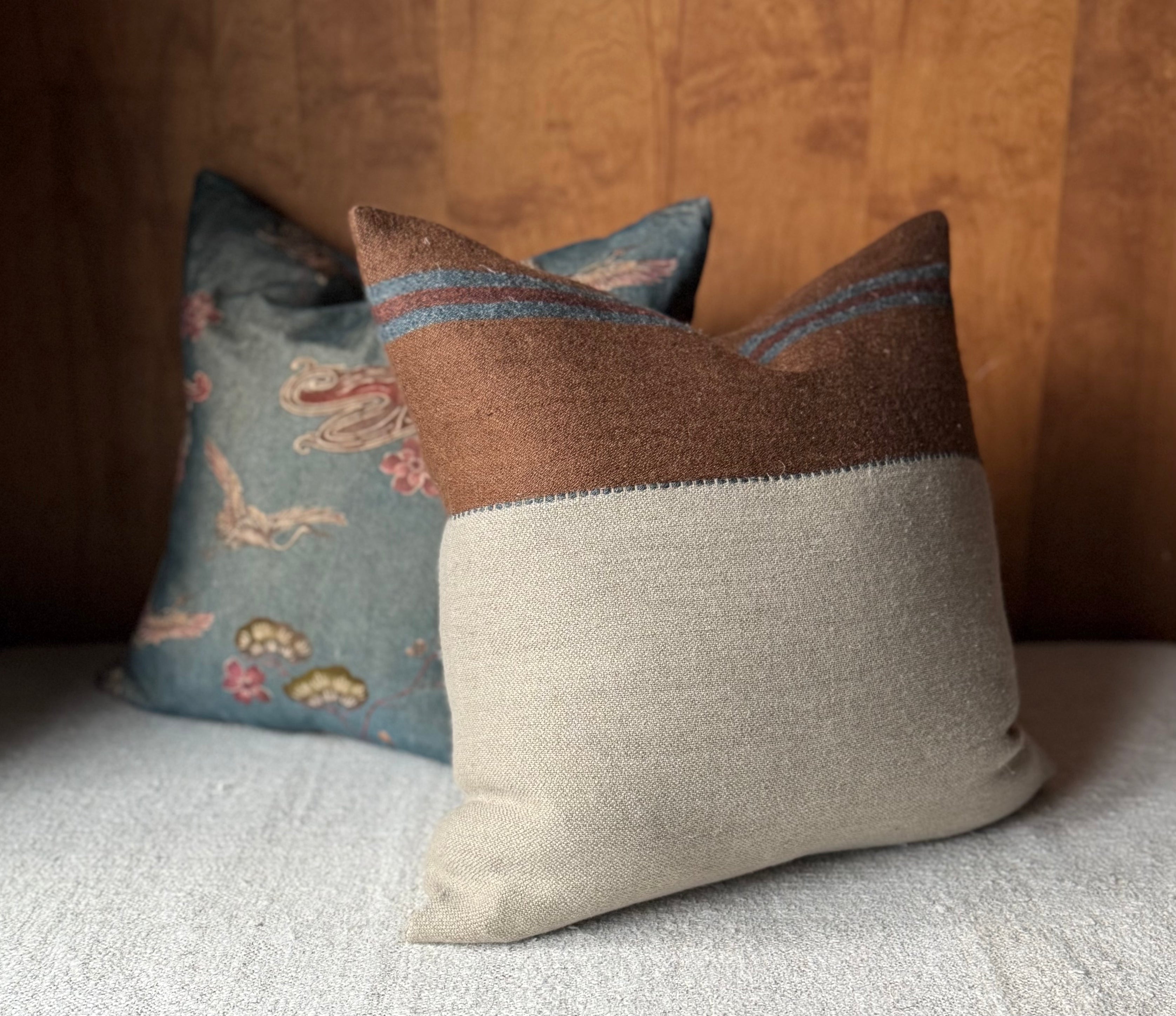 Libeco Linen & Wool Pillow | Highland Stripe 'Leather'
