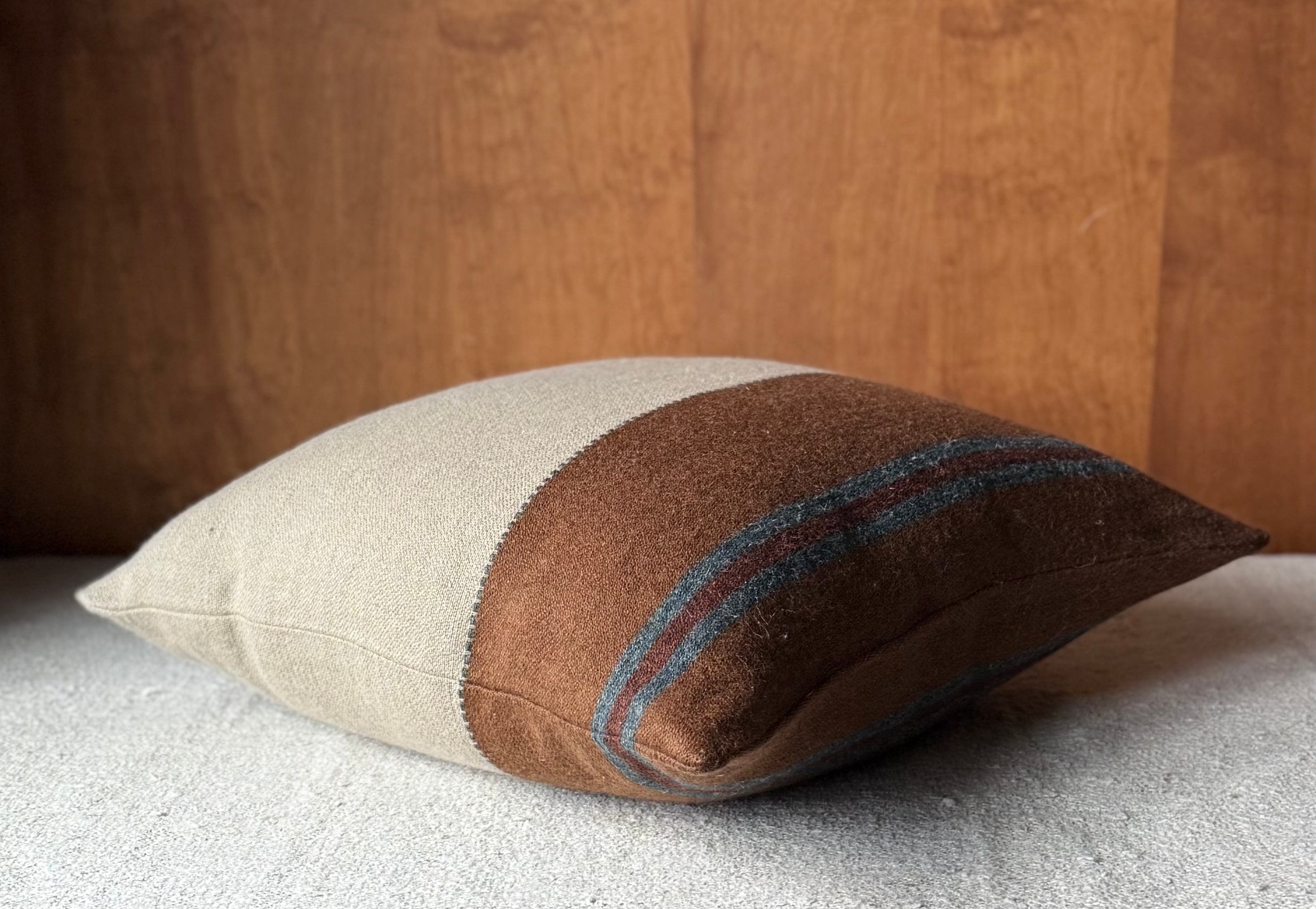 Libeco Linen & Wool Pillow | Highland Stripe 'Leather'