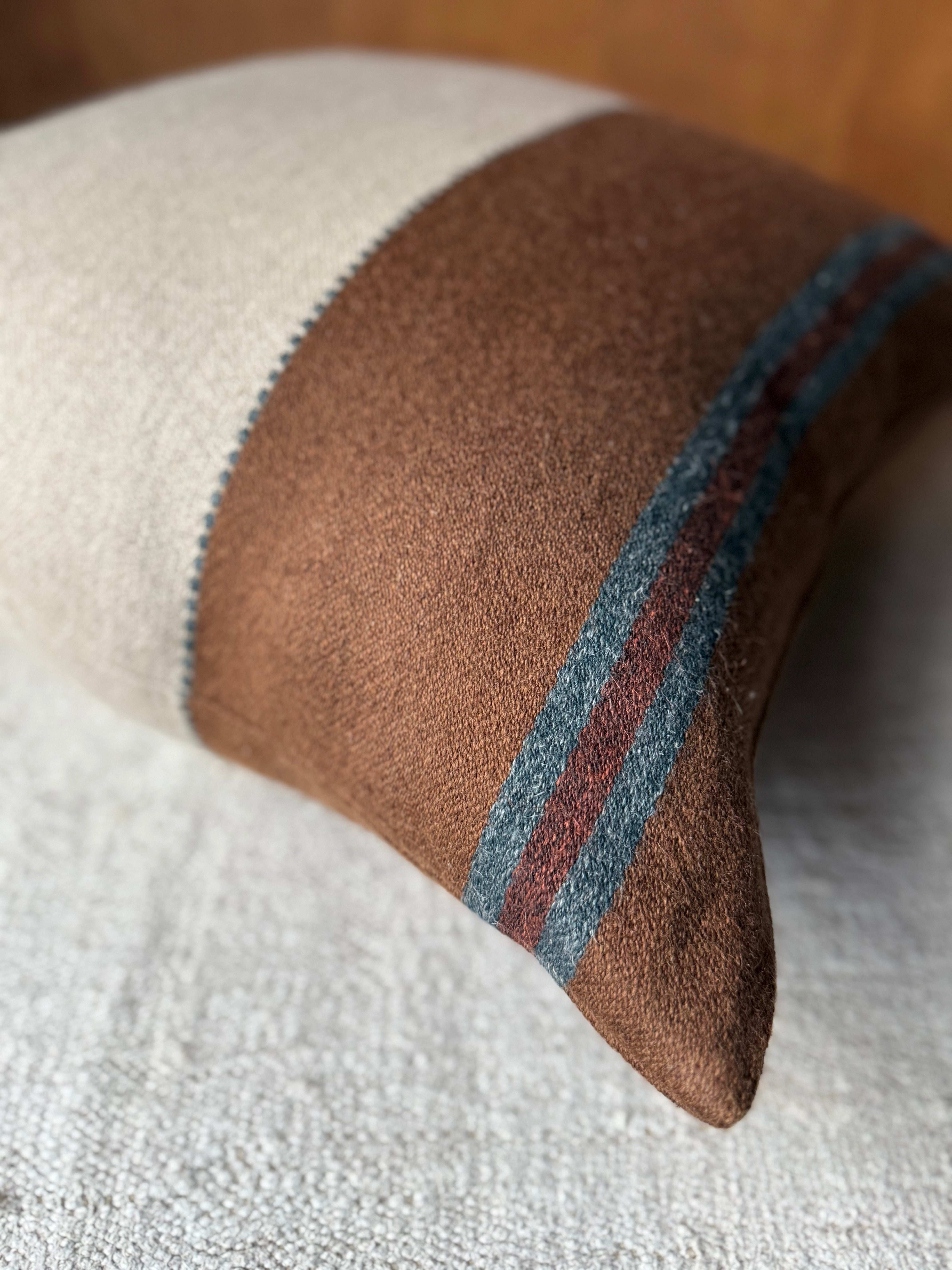 Libeco Linen & Wool Pillow | Highland Stripe 'Leather'